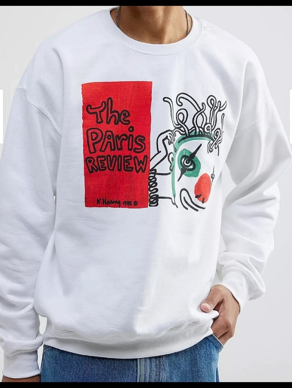 NWT Keith Haring The Paris Review 1988 Art Crewneck Sweatshirt White Medium NEW